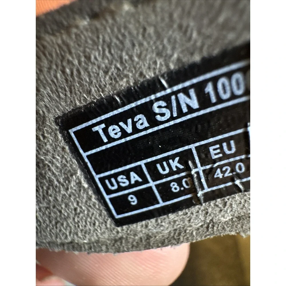 Teva Langdon Shoes Men's 9 Gray Leather Waterproof Hook Loop Sport Sandals